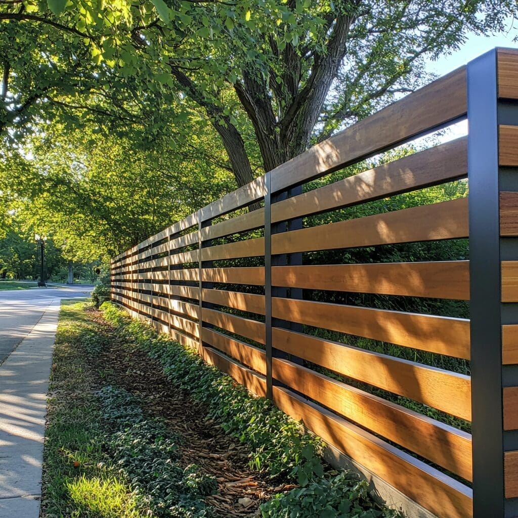 horizontal wooden fence