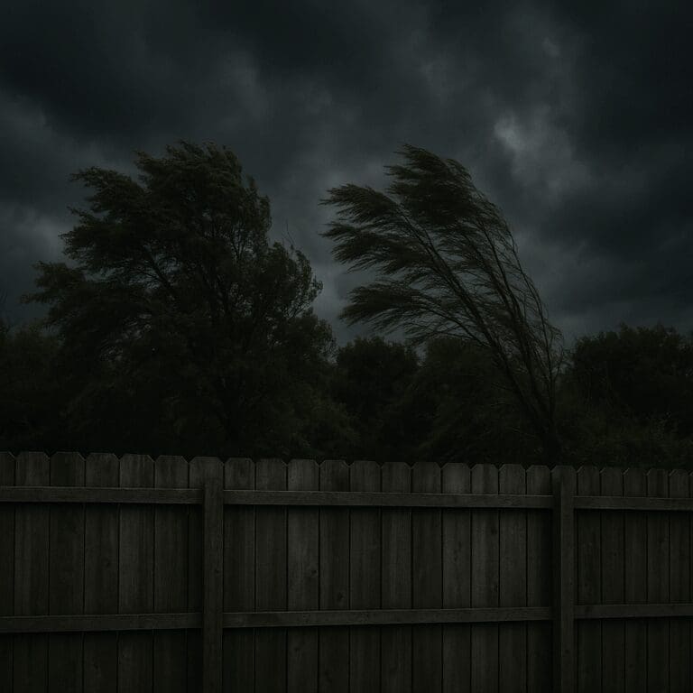 a fence in a Florida hurricane